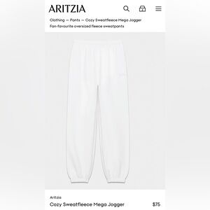 Aritzia Cozy Sweatfleece Mega Jogger in White